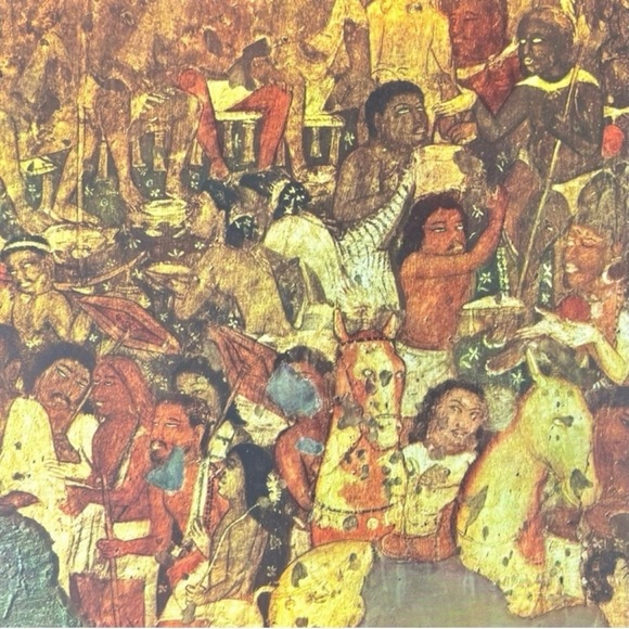 King Original Antique Vintage Fine Art INDIA Print Poster Ajanta Caves Wall LRG